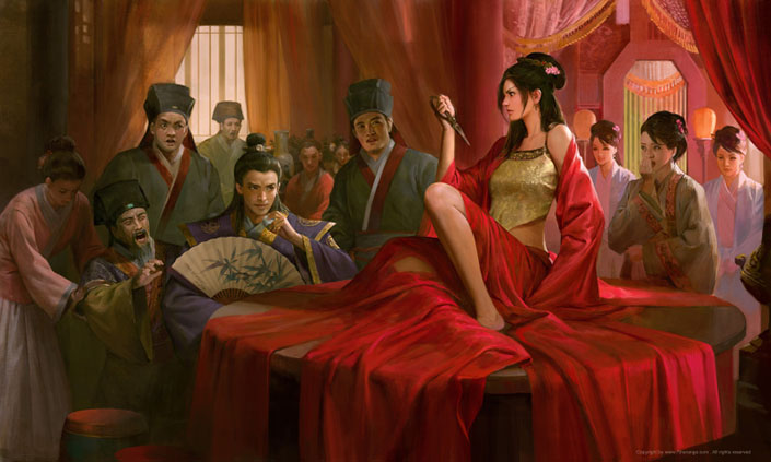 游戏插画，古装人物场景插画创作步骤和心得