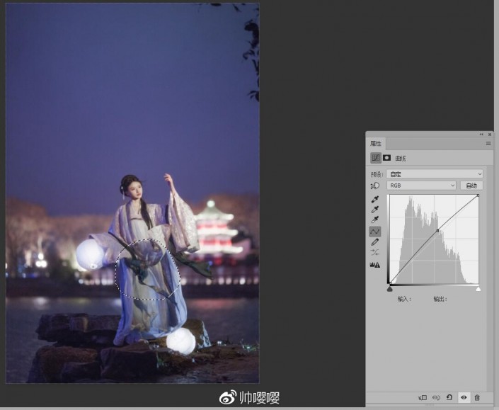 夜景人像，通过LR给夜景古风人像进行修图