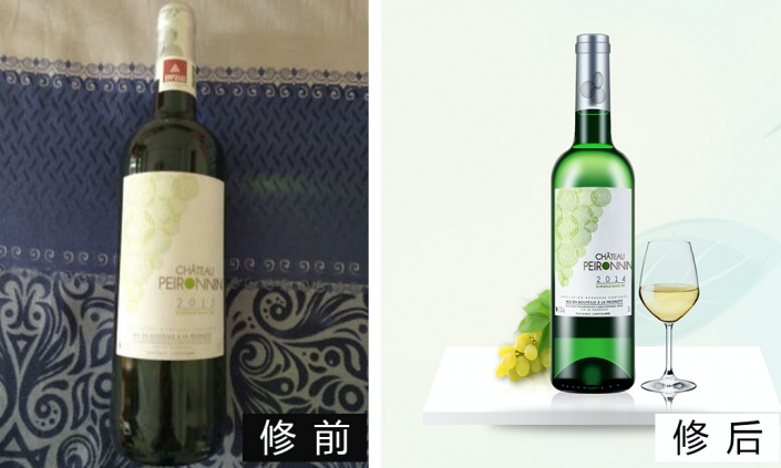 产品修图，给白葡萄酒进行精修