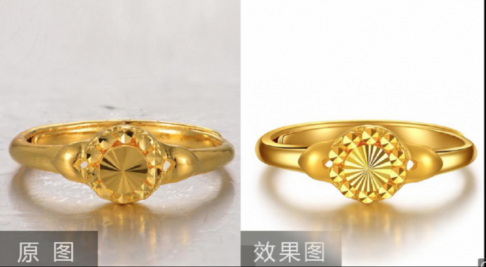 产品修图，给黄金戒指进行精细修图