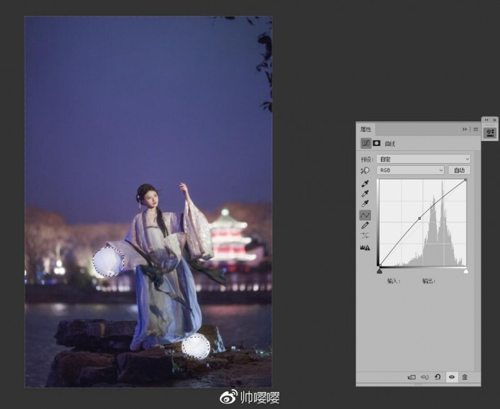 夜景人像，通过LR给夜景古风人像进行修图