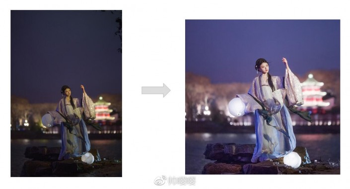 夜景人像，通过LR给夜景古风人像进行修图